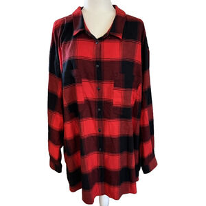 AVA and VIV Red and Black Flannel Plaid Long Sleeve, Soft Top 4XL Long Sleeve